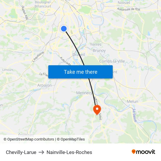 Chevilly-Larue to Nainville-Les-Roches map