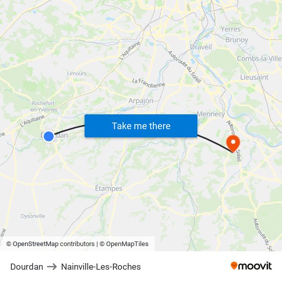 Dourdan to Nainville-Les-Roches map