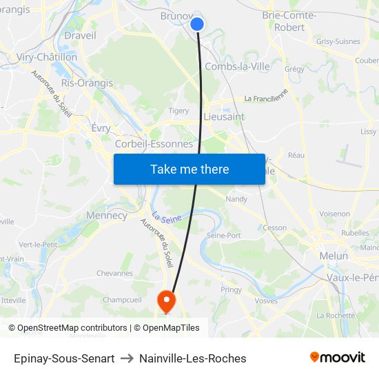 Epinay-Sous-Senart to Nainville-Les-Roches map