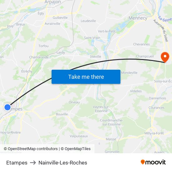 Etampes to Nainville-Les-Roches map