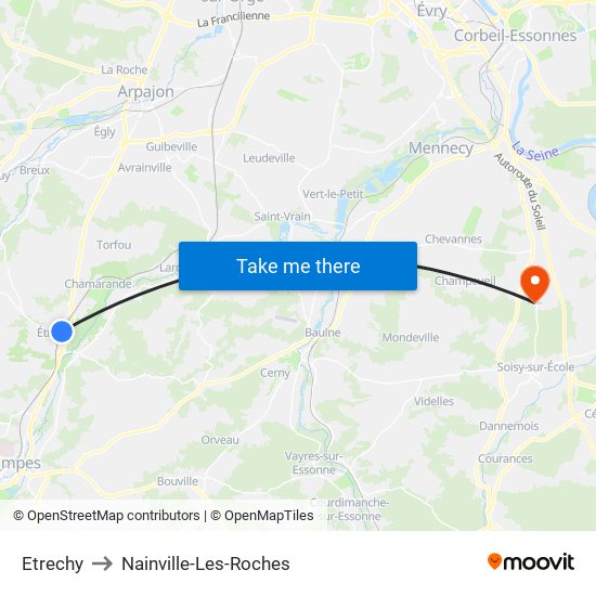 Etrechy to Nainville-Les-Roches map