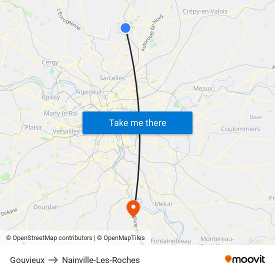 Gouvieux to Nainville-Les-Roches map
