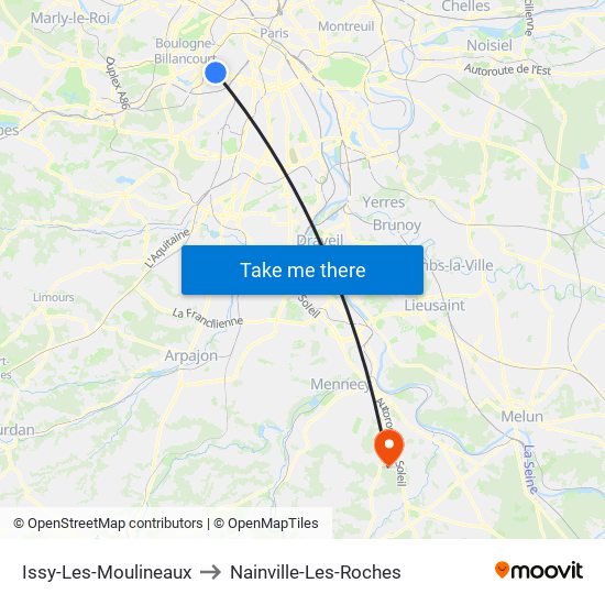 Issy-Les-Moulineaux to Nainville-Les-Roches map