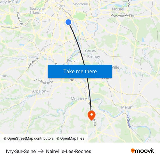 Ivry-Sur-Seine to Nainville-Les-Roches map