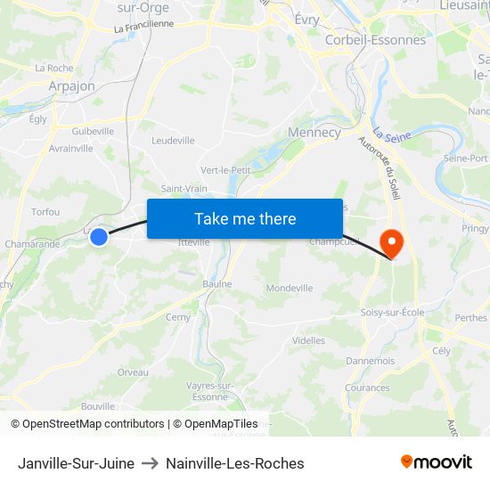 Janville-Sur-Juine to Nainville-Les-Roches map