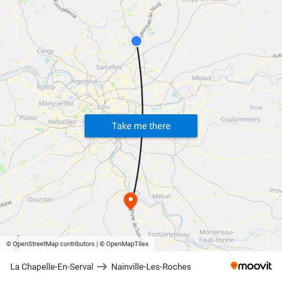 La Chapelle-En-Serval to Nainville-Les-Roches map