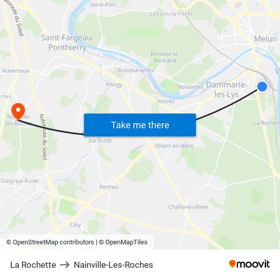 La Rochette to Nainville-Les-Roches map