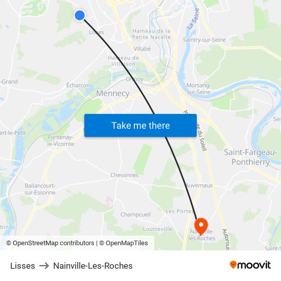 Lisses to Nainville-Les-Roches map