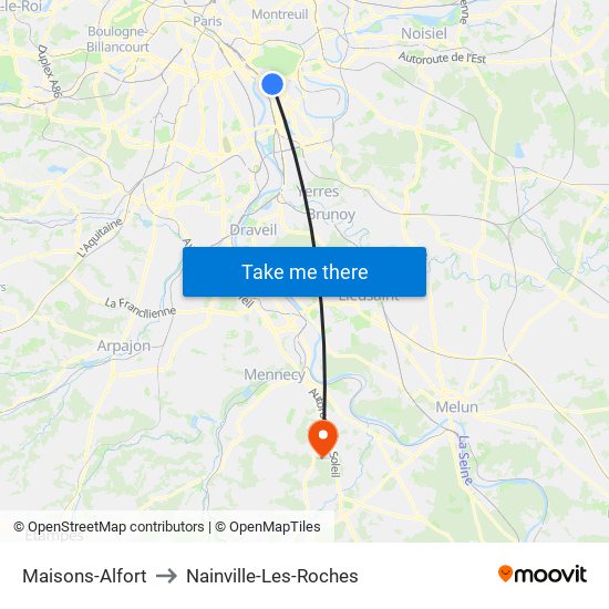 Maisons-Alfort to Nainville-Les-Roches map