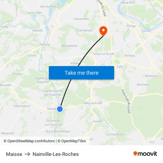 Maisse to Nainville-Les-Roches map