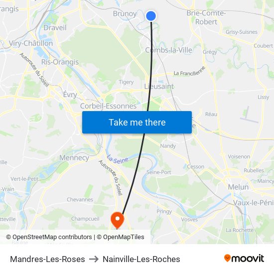 Mandres-Les-Roses to Nainville-Les-Roches map