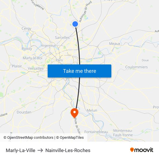 Marly-La-Ville to Nainville-Les-Roches map