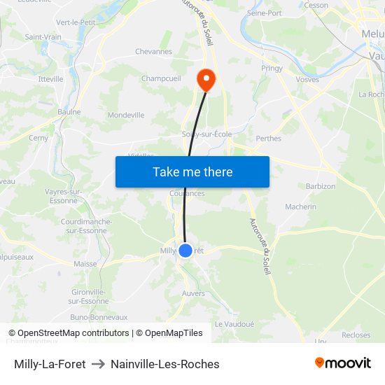 Milly-La-Foret to Nainville-Les-Roches map