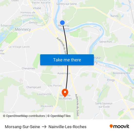 Morsang-Sur-Seine to Nainville-Les-Roches map