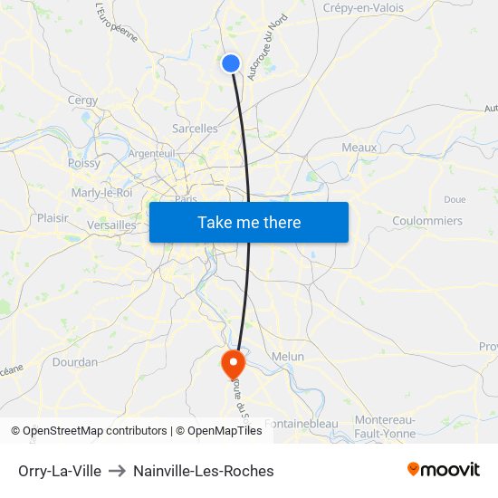 Orry-La-Ville to Nainville-Les-Roches map