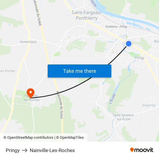 Pringy to Nainville-Les-Roches map