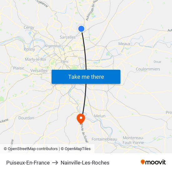 Puiseux-En-France to Nainville-Les-Roches map