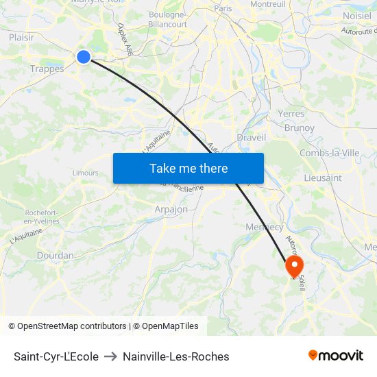 Saint-Cyr-L'Ecole to Nainville-Les-Roches map