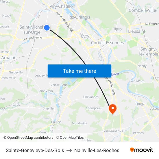 Sainte-Genevieve-Des-Bois to Nainville-Les-Roches map