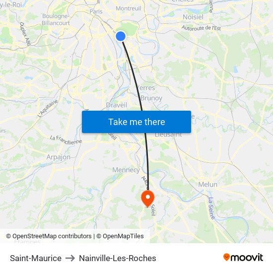 Saint-Maurice to Nainville-Les-Roches map