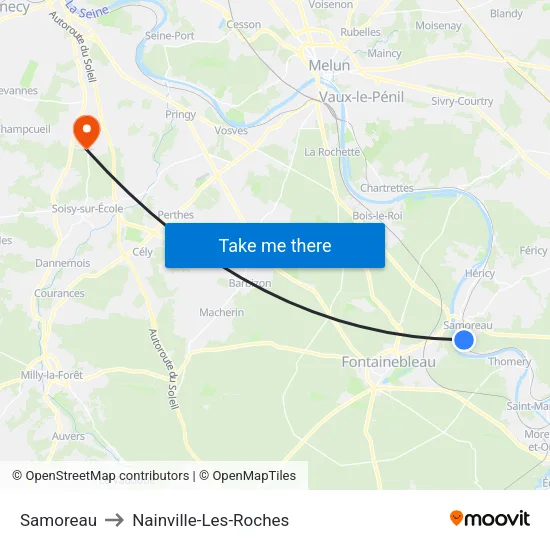 Samoreau to Nainville-Les-Roches map