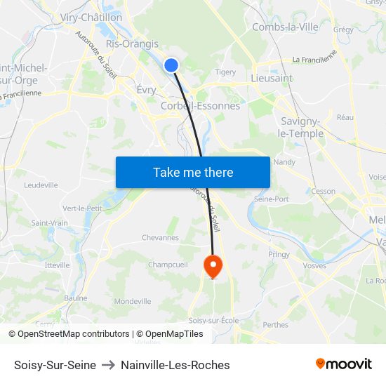 Soisy-Sur-Seine to Nainville-Les-Roches map