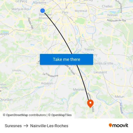 Suresnes to Nainville-Les-Roches map