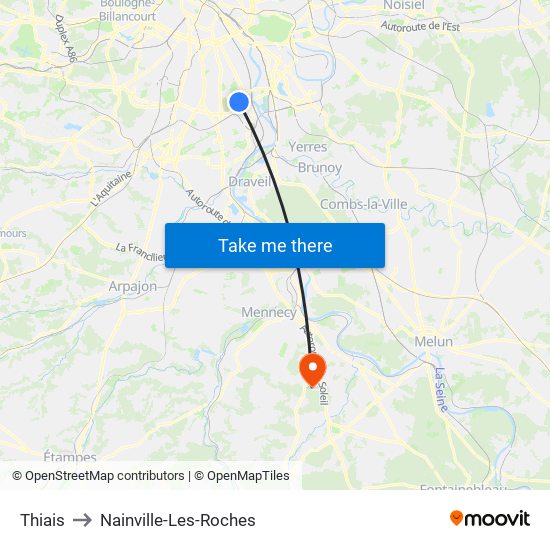 Thiais to Nainville-Les-Roches map