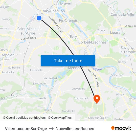 Villemoisson-Sur-Orge to Nainville-Les-Roches map