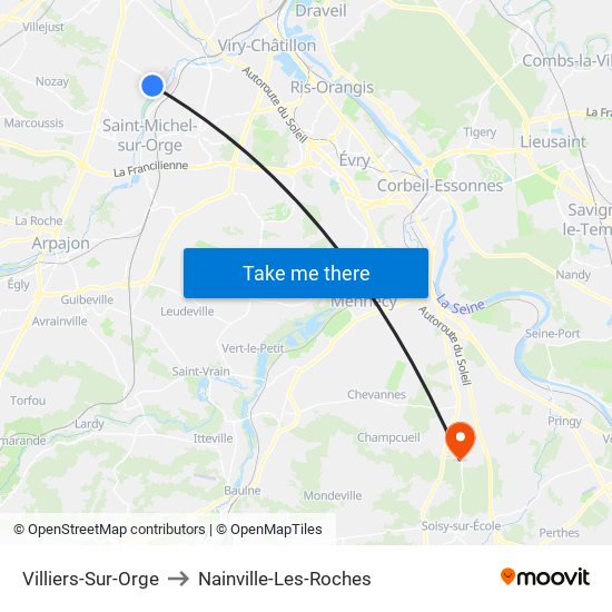 Villiers-Sur-Orge to Nainville-Les-Roches map