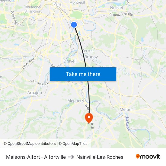Maisons-Alfort - Alfortville to Nainville-Les-Roches map