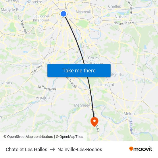 Châtelet Les Halles to Nainville-Les-Roches map