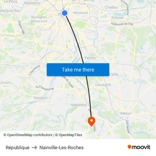 République to Nainville-Les-Roches map