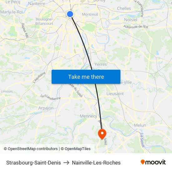 Strasbourg-Saint-Denis to Nainville-Les-Roches map