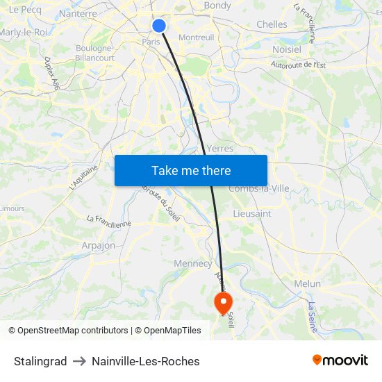 Stalingrad to Nainville-Les-Roches map