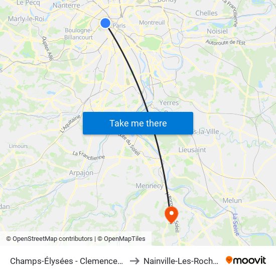 Champs-Élysées - Clemenceau to Nainville-Les-Roches map
