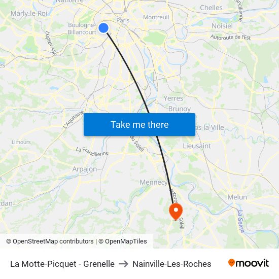 La Motte-Picquet - Grenelle to Nainville-Les-Roches map