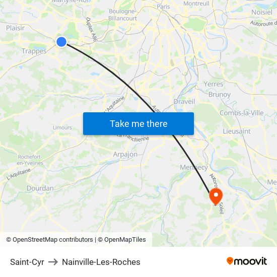 Saint-Cyr to Nainville-Les-Roches map