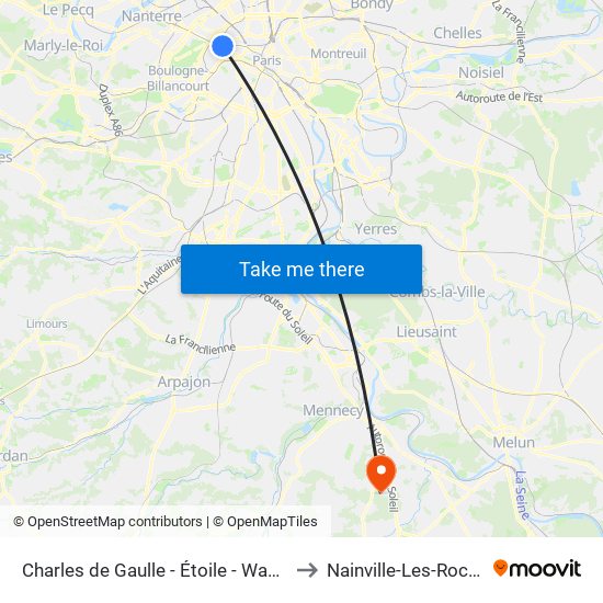 Charles de Gaulle - Étoile - Wagram to Nainville-Les-Roches map