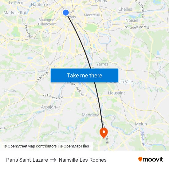 Paris Saint-Lazare to Nainville-Les-Roches map