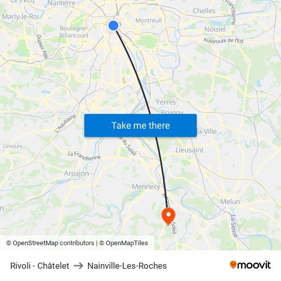 Rivoli - Châtelet to Nainville-Les-Roches map
