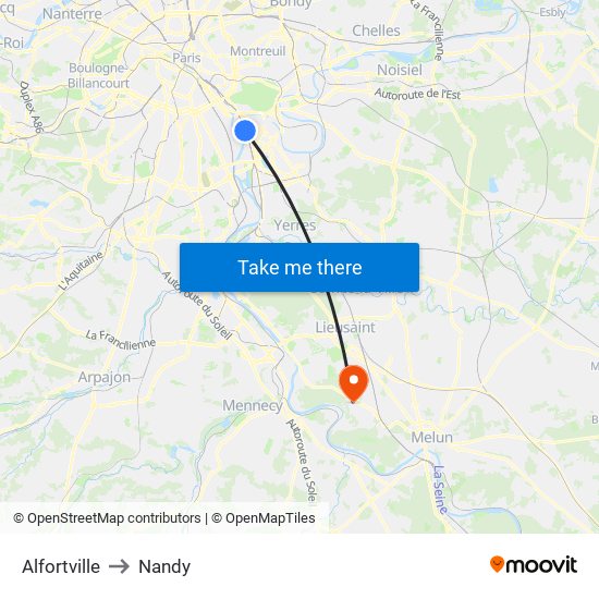 Alfortville to Nandy map