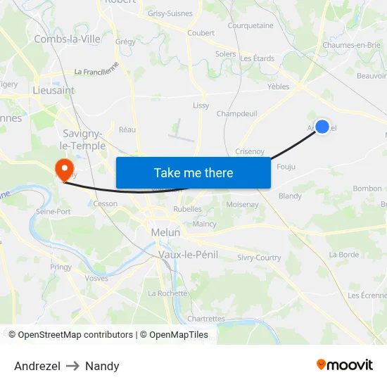 Andrezel to Nandy map