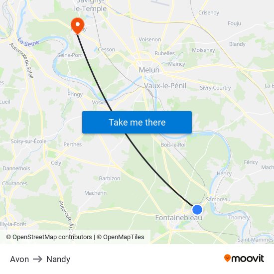Avon to Nandy map