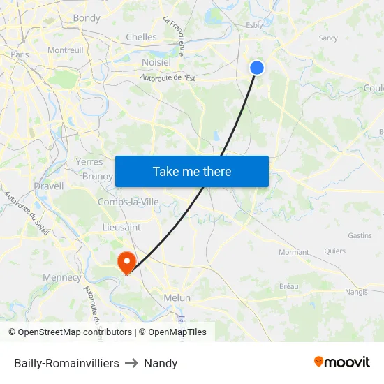 Bailly-Romainvilliers to Nandy map