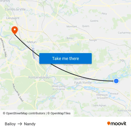 Balloy to Nandy map