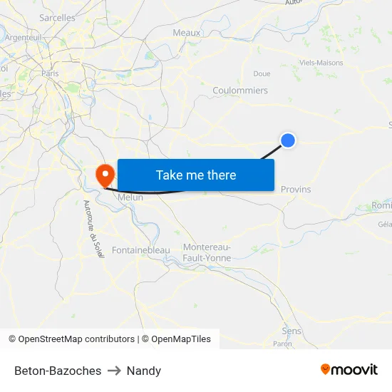 Beton-Bazoches to Nandy map