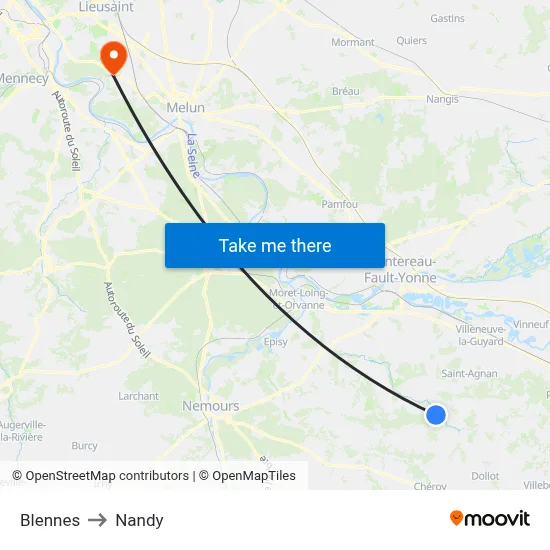 Blennes to Nandy map