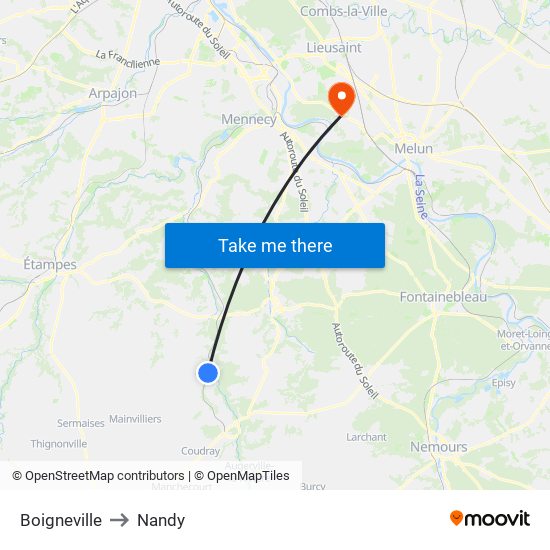 Boigneville to Nandy map