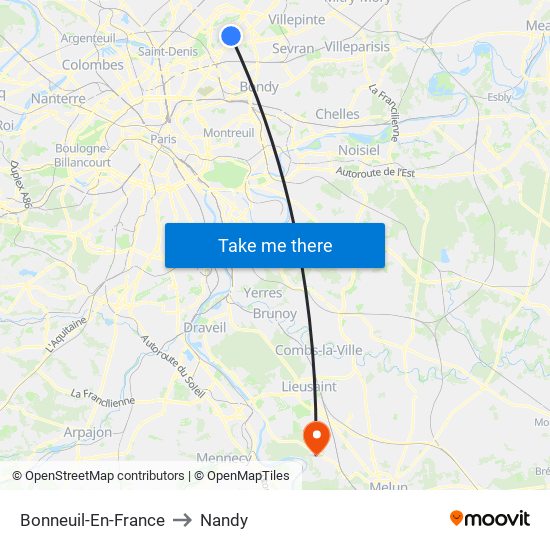 Bonneuil-En-France to Nandy map